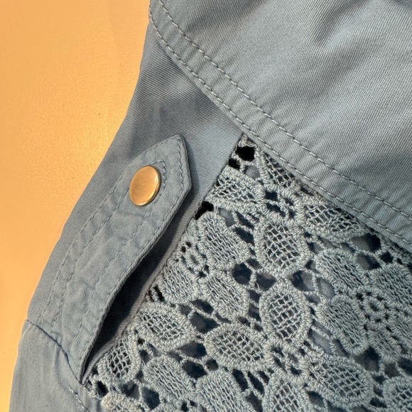 2/$20 Northern Reflections Blue Utility Jacket with Lace Accents 100% cotton M - Picture 5 of 12